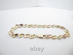 9ct Gold Bracelet Yellow White & Rose Gold Hallmarked 7 3/4'' 6.8grams gift box
