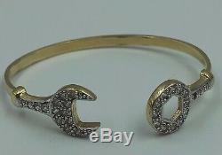 9ct Gold & CZ Childs Spanner Bangle