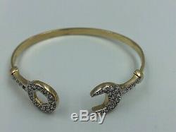 9ct Gold & CZ Childs Spanner Bangle