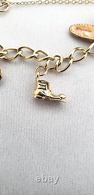 9ct Gold Charm Bracelet 9 charms