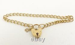 9ct Gold Charm Bracelet Curb with Padlock Clasp Hallmarked 7.2grams 7.75'' Boxed