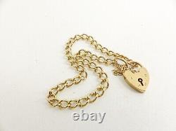 9ct Gold Charm Bracelet Curb with Padlock Clasp Hallmarked 7.2grams 7.75'' Boxed