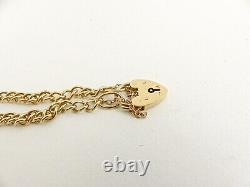 9ct Gold Charm Bracelet Curb with Padlock Clasp Hallmarked 7.2grams 7.75'' Boxed