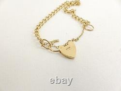 9ct Gold Charm Bracelet Curb with Padlock Clasp Hallmarked 7.2grams 7.75'' Boxed