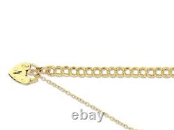 9ct Gold Charm Bracelet Padlock Double Curb 9ct Hallmarked 7.5 / 19cm 3.5mm