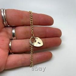 9ct Gold Charm Bracelet Padlock Double Curb 9ct Hallmarked 7.5 / 19cm 3.5mm