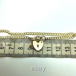 9ct Gold Charm Bracelet Padlock Double Curb 9ct Hallmarked 7.5 / 19cm 3.5mm