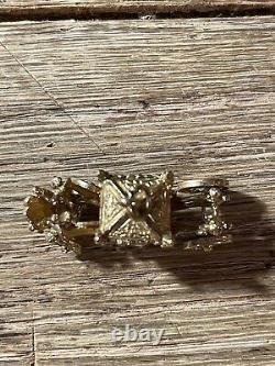 9ct Gold Charm Bracelet Pendant Princess Carriage Extra Large Antique 50s
