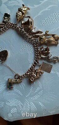 9ct Gold Charm Bracelet with 15 charms. WEIGHS a heavy 42 grs