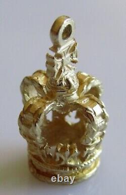 9ct Gold Charm Vintage 9ct Gold Queen Elizabeth II Crown Jewels Charm (1.5g)