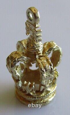 9ct Gold Charm Vintage 9ct Gold Queen Elizabeth II Crown Jewels Charm (1.5g)