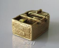 9ct Gold Charm Vintage 9ct Yellow Gold Fridge With Enamelled Food Charm