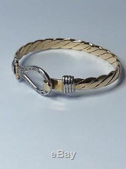 9ct Gold Child's Bangle With Torque Diamond Clasp Solid