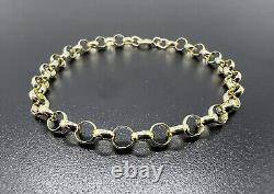 9ct Gold Chunky 5.0mm Wide Plain & Round Links 7 Belcher Bracelet UK Hallmark