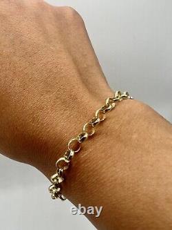9ct Gold Chunky 5.0mm Wide Plain & Round Links 7 Belcher Bracelet UK Hallmark