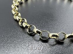 9ct Gold Chunky 5.0mm Wide Plain & Round Links 7 Belcher Bracelet UK Hallmark