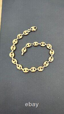 9ct Gold Coffee Bean Bracelet 22cm HALLMARKED