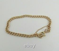 9ct Gold Curb Bracelet Albert Watch Chain Antique Hallmarked 8.25'' 12.7 grams