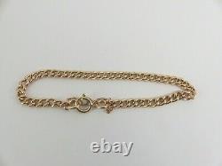 9ct Gold Curb Bracelet Albert Watch Chain Antique Hallmarked 8.25'' 12.7 grams