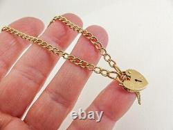 9ct Gold Curb Bracelet Charm with Padlock Clasp Hallmarked 4.9 grams 7.5'' Boxed