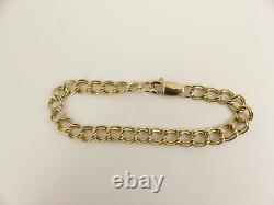 9ct Gold Curb Bracelet Double link Hallmarked 7 3/4'' 10.2 grams with gift box