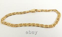 9ct Gold Curb Bracelet Kiss Flower Hallmarked 7 1/2'' 4.9grams with gift box