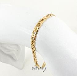 9ct Gold Curb Bracelet Kiss Flower Hallmarked 7 1/2'' 4.9grams with gift box