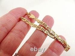 9ct Gold Curb Bracelet Kiss Flower Hallmarked 7 1/2'' 4.9grams with gift box