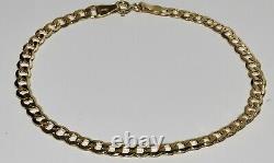 9ct Gold Curb Bracelet Ladies 7.5 inch 4MM Width Solid 9K Gold