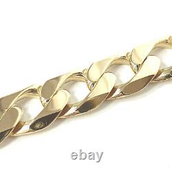 9ct Gold Curb Bracelet Men's Solid Yellow 11.5mm Wide 34.6g 8.5 Inches