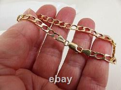 9ct Gold Curb Bracelet Solid Link Hallmarked 5.4 grams 7.5'' with Gift Box