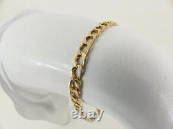 9ct Gold Curb Bracelet Solid Link Hallmarked 5.4 grams 7.5'' with Gift Box