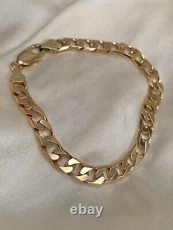 9ct Gold Curb Chain Bracelet 19.5cm / 7.5inch 14g Chunky Classic Gents