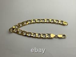 9ct Gold Curb Gents Bracelet UK Hallmarked Yellow Gold 8 Inch Bracelet