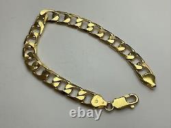 9ct Gold Curb Gents Bracelet UK Hallmarked Yellow Gold 8 Inch Bracelet