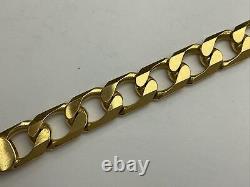 9ct Gold Curb Gents Bracelet UK Hallmarked Yellow Gold 8 Inch Bracelet