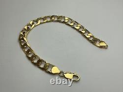 9ct Gold Curb Gents Bracelet UK Hallmarked Yellow Gold 8 Inch Bracelet