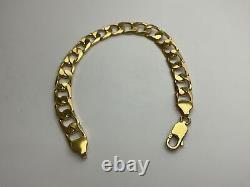 9ct Gold Curb Gents Bracelet UK Hallmarked Yellow Gold 8 Inch Bracelet