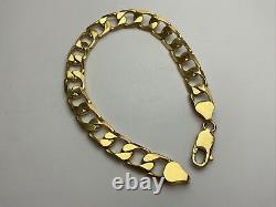 9ct Gold Curb Gents Bracelet UK Hallmarked Yellow Gold 8 Inch Bracelet