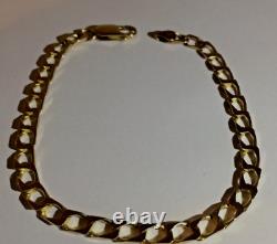 9ct Gold Curb Link Bracelet, 7.1/2, Inches Long, London. 1989, 6.15 Grams