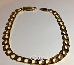 9ct Gold Curb Link Bracelet, 7.1/2, Inches Long, London. 1989, 6.15 Grams