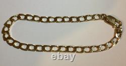 9ct Gold Curb Link Bracelet, 7.1/2, Inches Long, London. 1989, 6.15 Grams