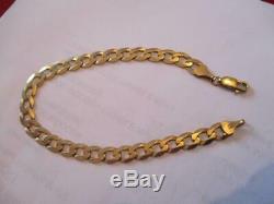 9ct Gold Curb Link Bracelet Chain Length 8 7mm Wide Weight 7.5 gram Not Scrap