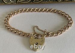 9ct Gold Curb Link Bracelet Charm 7 18cm Chain 10.6g 9k 375