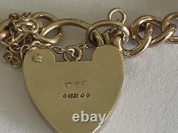 9ct Gold Curb Link Bracelet Charm 7 18cm Chain 10.6g 9k 375