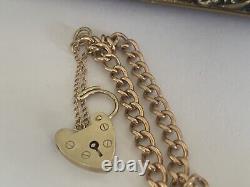 9ct Gold Curb Link Bracelet Charm 7 18cm Chain 10.6g 9k 375