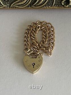 9ct Gold Curb Link Bracelet Charm 7 18cm Chain 10.6g 9k 375