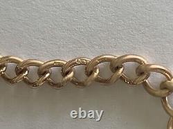 9ct Gold Curb Link Bracelet Charm 7 18cm Chain 10.6g 9k 375