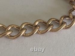 9ct Gold Curb Link Bracelet Charm 7 18cm Chain 10.6g 9k 375