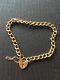 9ct Gold Curb Link Bracelet With Heart Padlock & Saftey Chain